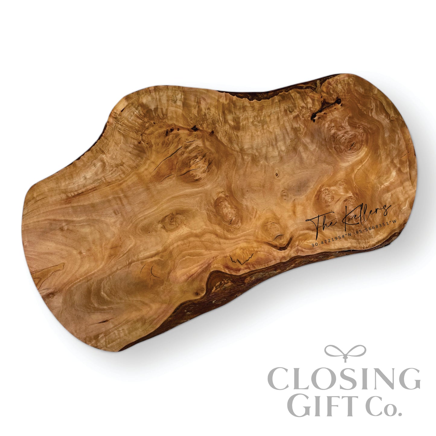 SMALL OLIVE WOOD SERVING BOARD / CUTTING BOARD / CHARCHUTERIE - CUSTOM ENGRAVED