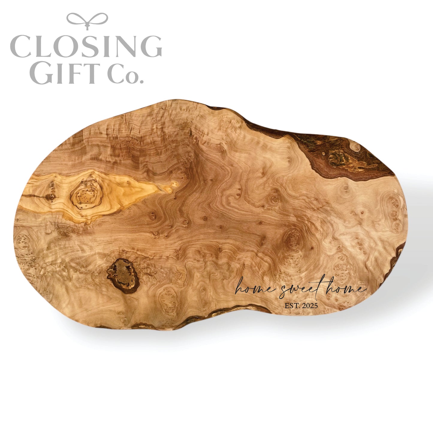 SMALL OLIVE WOOD SERVING BOARD / CUTTING BOARD / CHARCHUTERIE - CUSTOM ENGRAVED