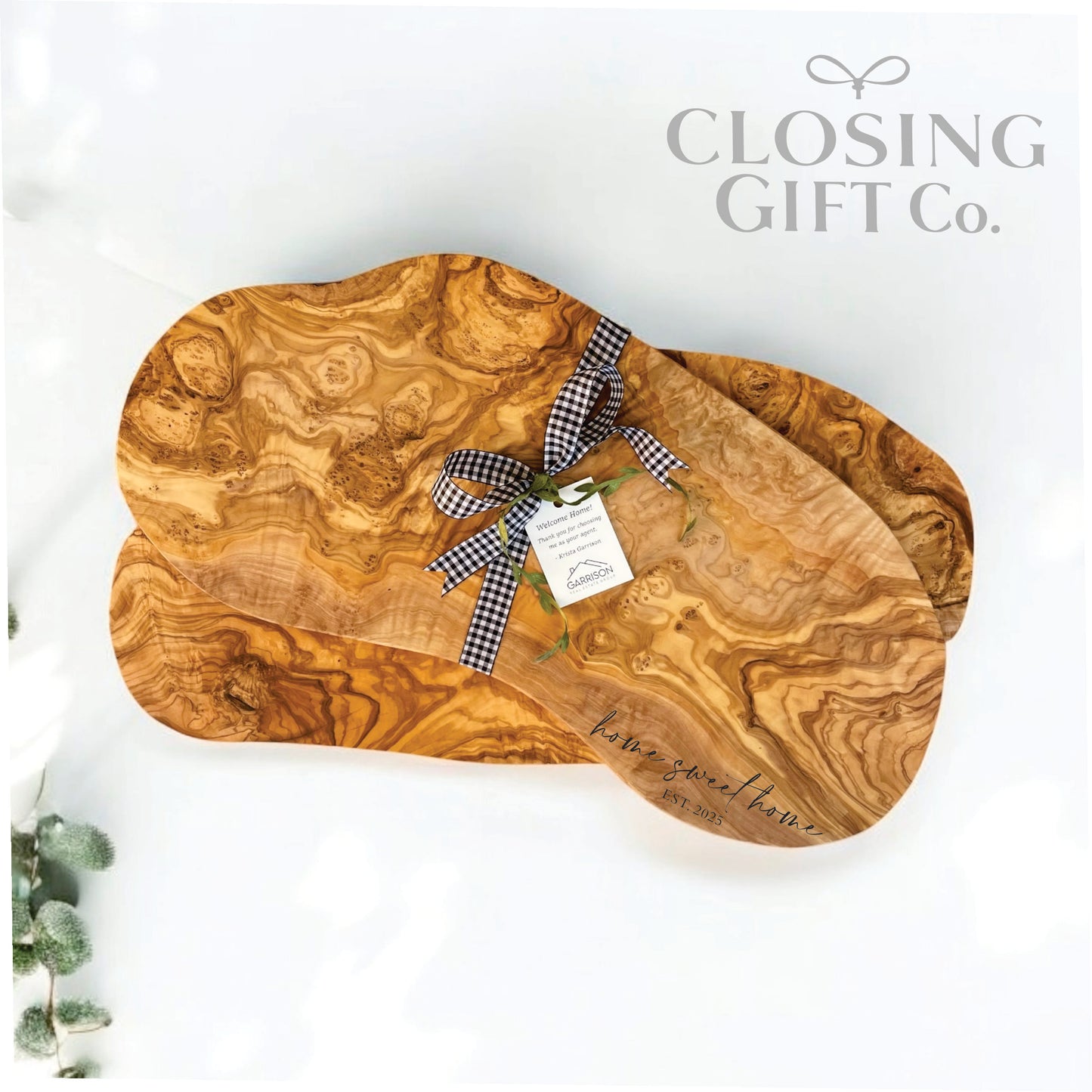 LARGE OLIVE WOOD BUNDLE - BOARD / SPOONS / COASTERS - CUSTOM ENGRAVED