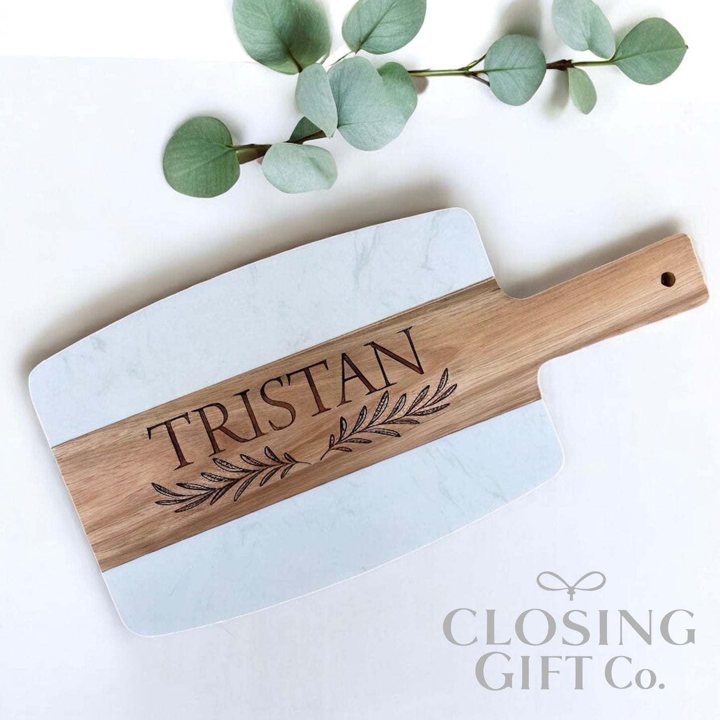CUSTOM CLOSING GIFT BASKET SET - ACACIA WOOD & MARBLE