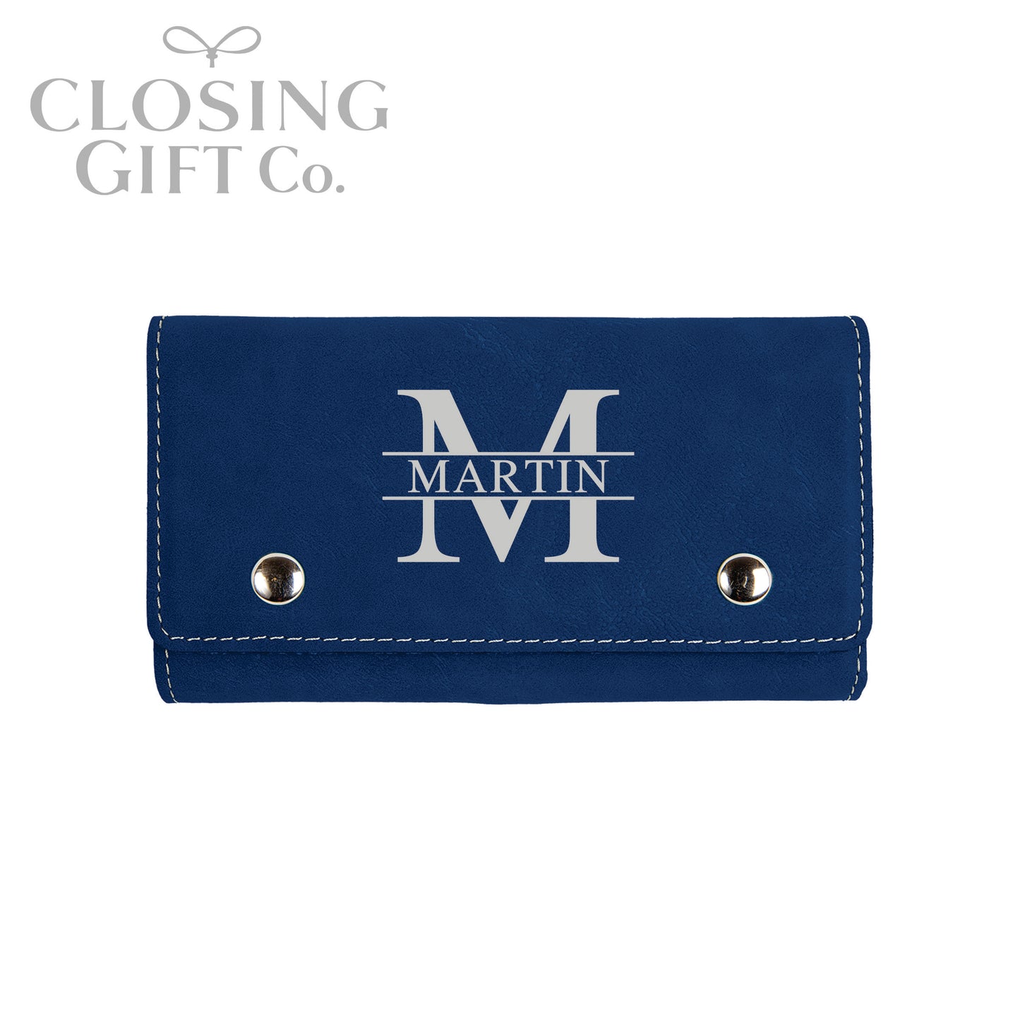 LEATHERETTE CARD DECK & DICE SET IN CUSTOM ENGRAVED SNAP CASE