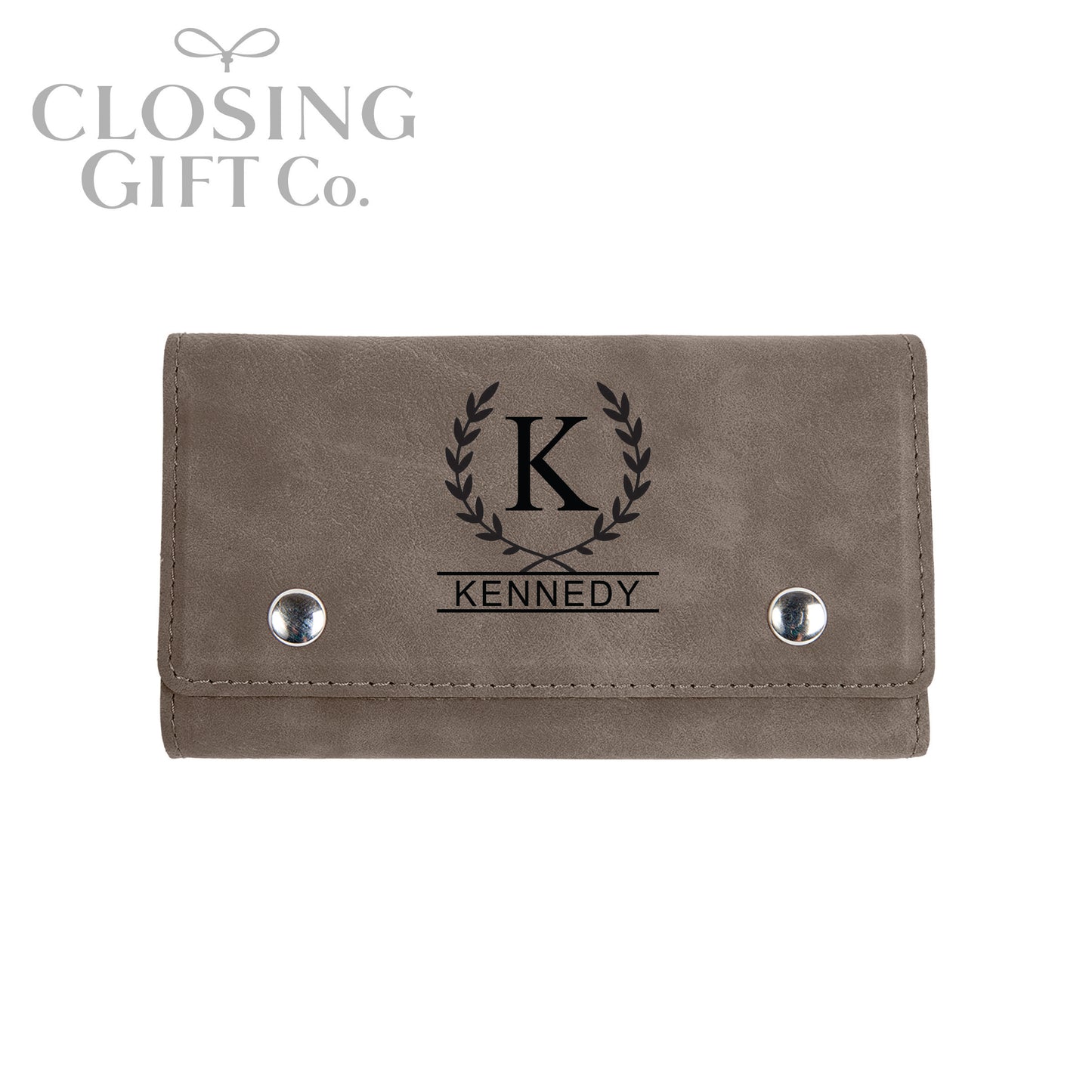 LEATHERETTE CARD DECK & DICE SET IN CUSTOM ENGRAVED SNAP CASE