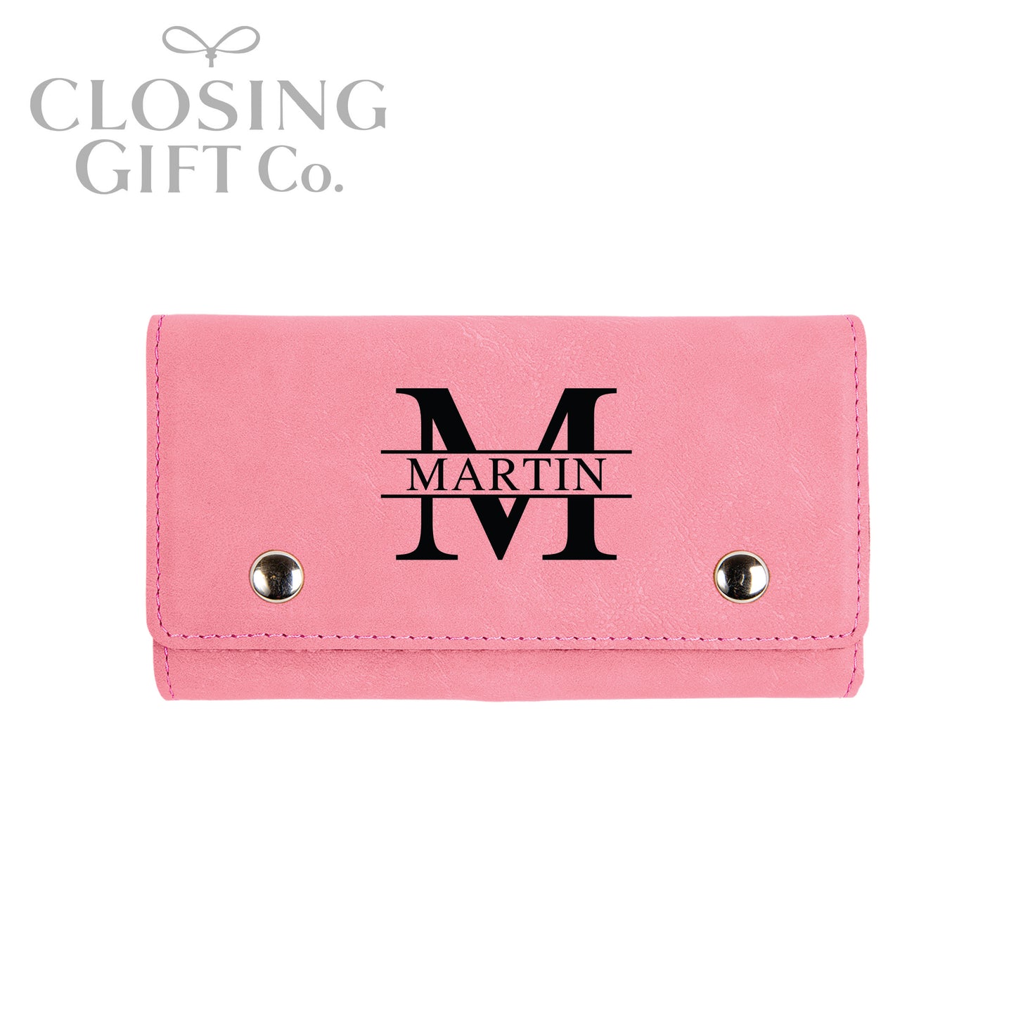 LEATHERETTE CARD DECK & DICE SET IN CUSTOM ENGRAVED SNAP CASE