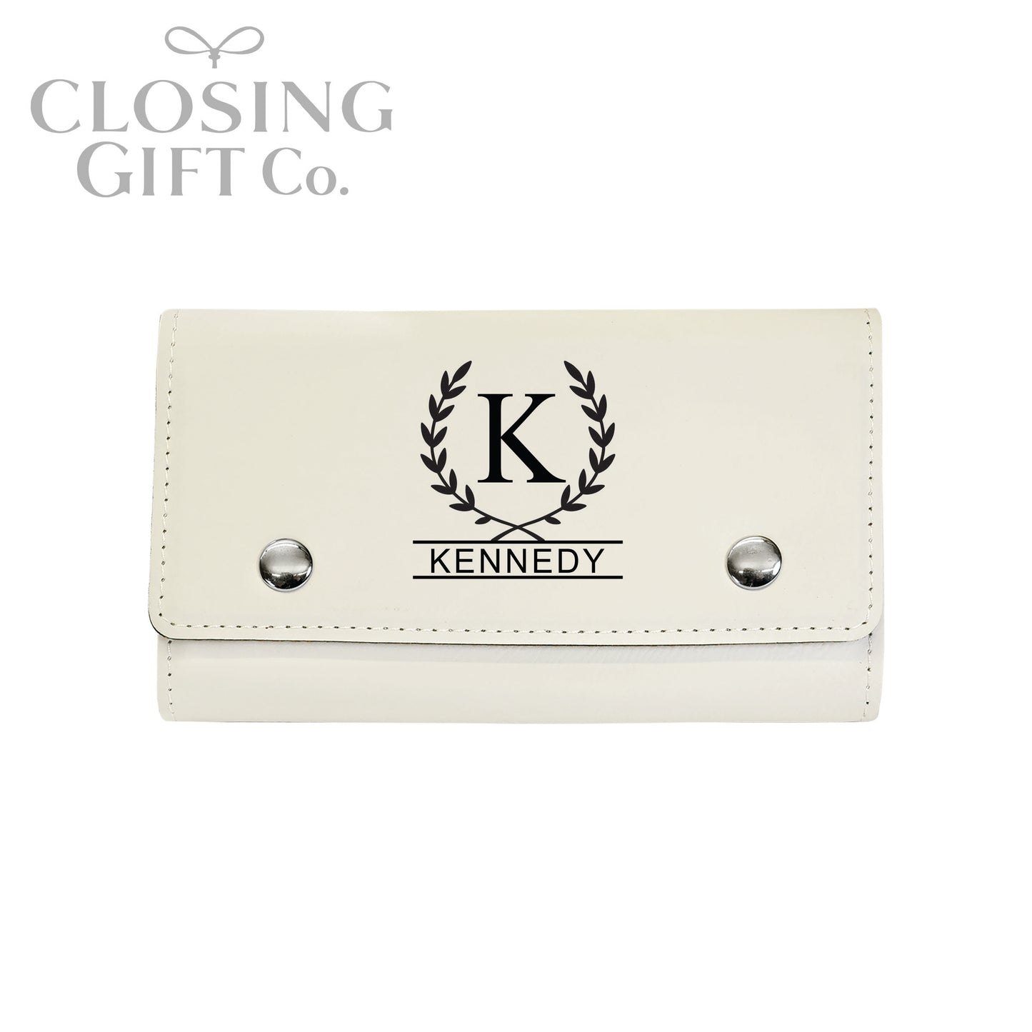 LEATHERETTE CARD DECK & DICE SET IN CUSTOM ENGRAVED SNAP CASE