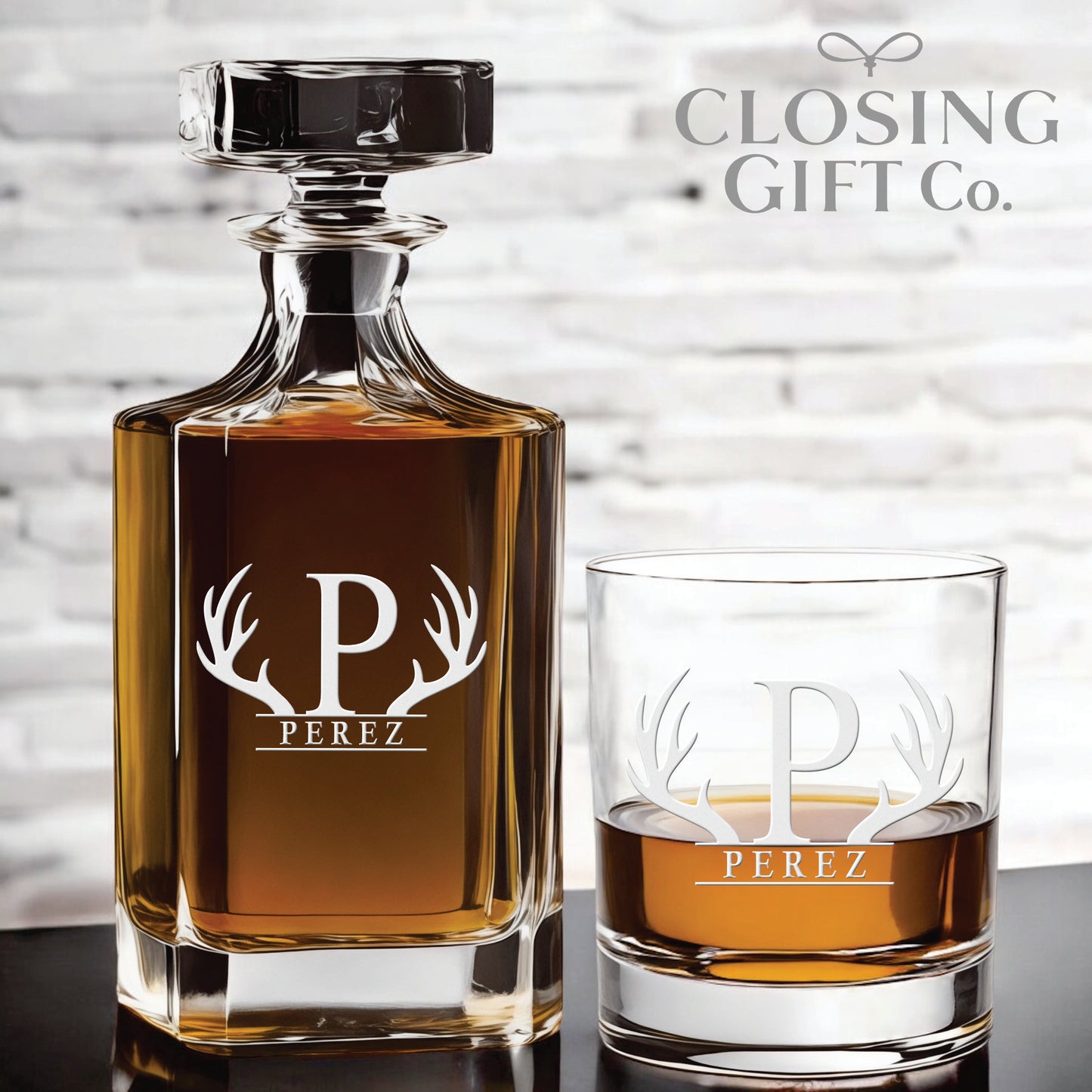 CUSTOM 3 PIECE GLASS DECANTER SET