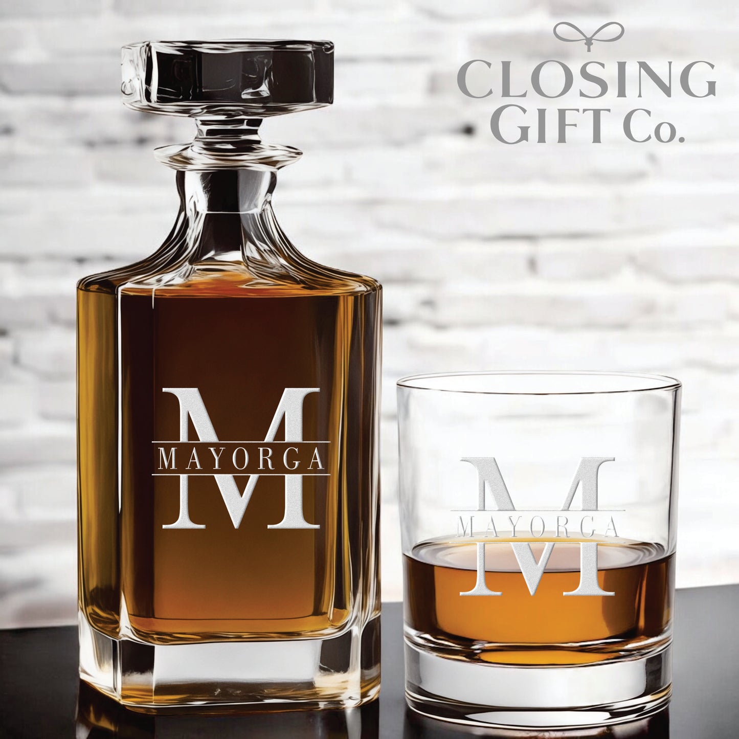 CUSTOM 3 PIECE GLASS DECANTER SET
