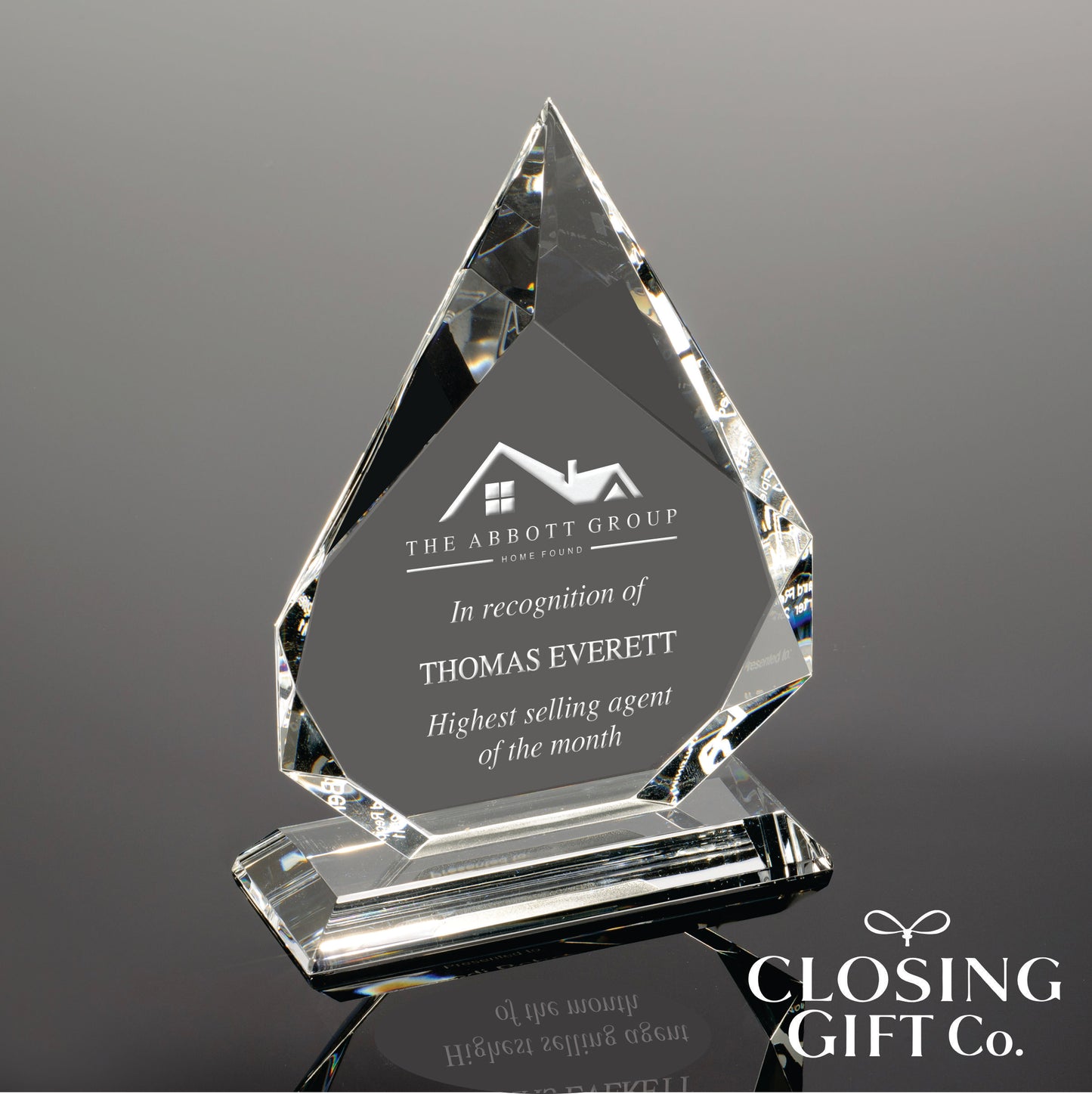 OPTICAL CRYSTAL BEVELED DIAMOND PEAK AWARD
