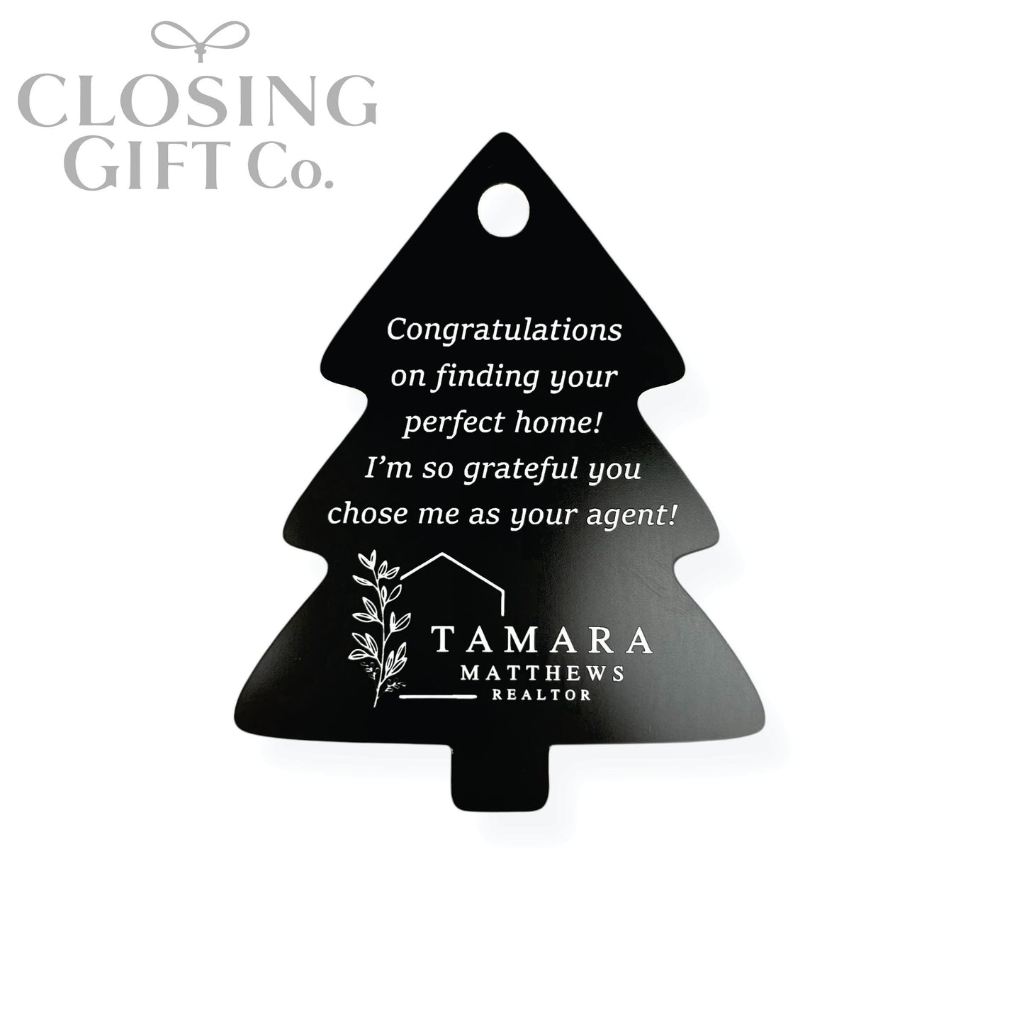 CUSTOM ENRAVED CHRISTMAS TREE SHAPE ACRYLIC GIFT TAG