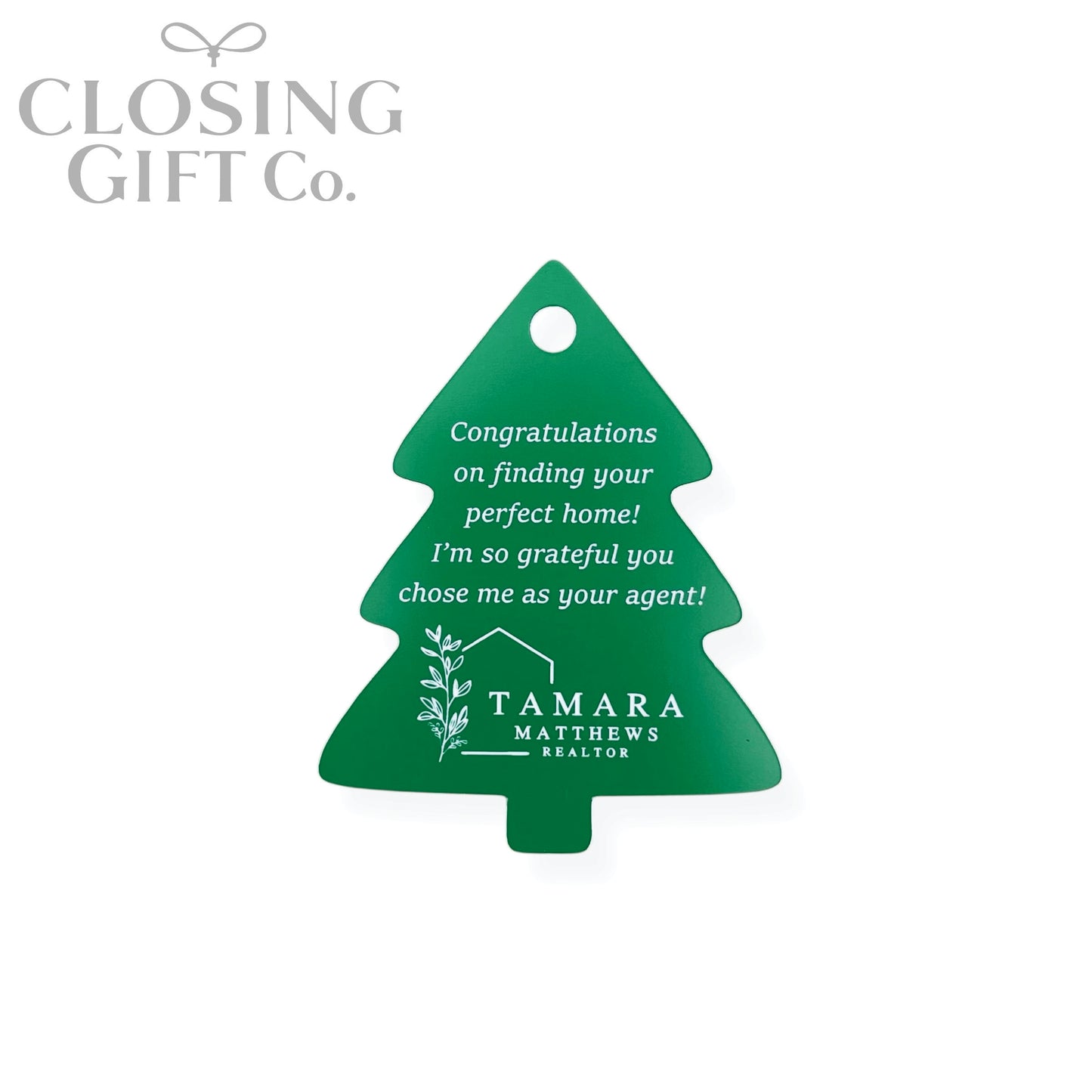 CUSTOM ENRAVED CHRISTMAS TREE SHAPE ACRYLIC GIFT TAG