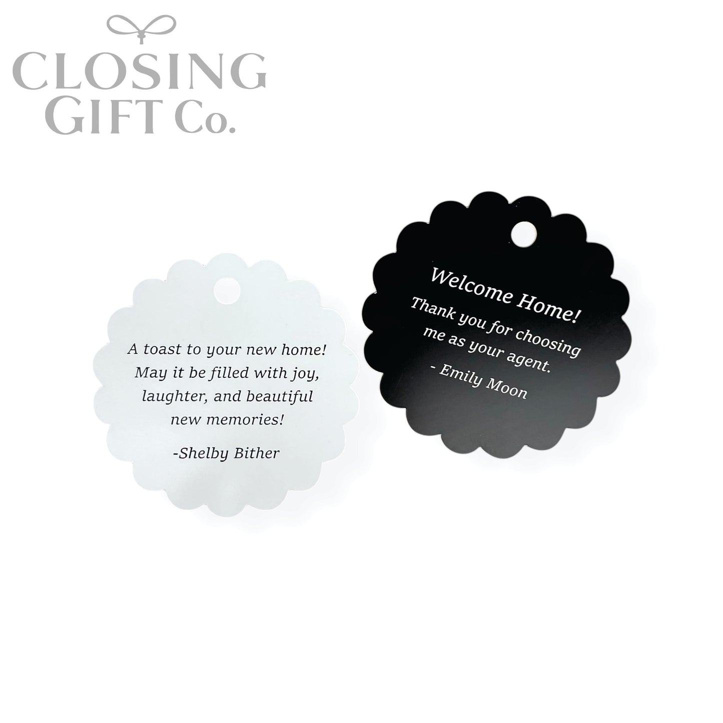 CUSTOM ENGRAVED SCALLOP SHAPE ACRYLIC GIFT TAG