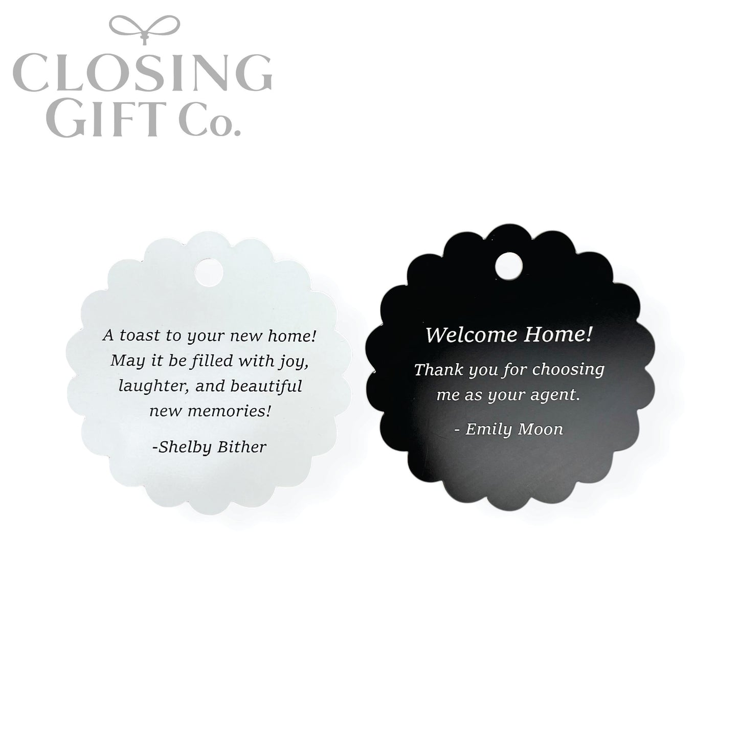 CUSTOM ENGRAVED SCALLOP SHAPE ACRYLIC GIFT TAG