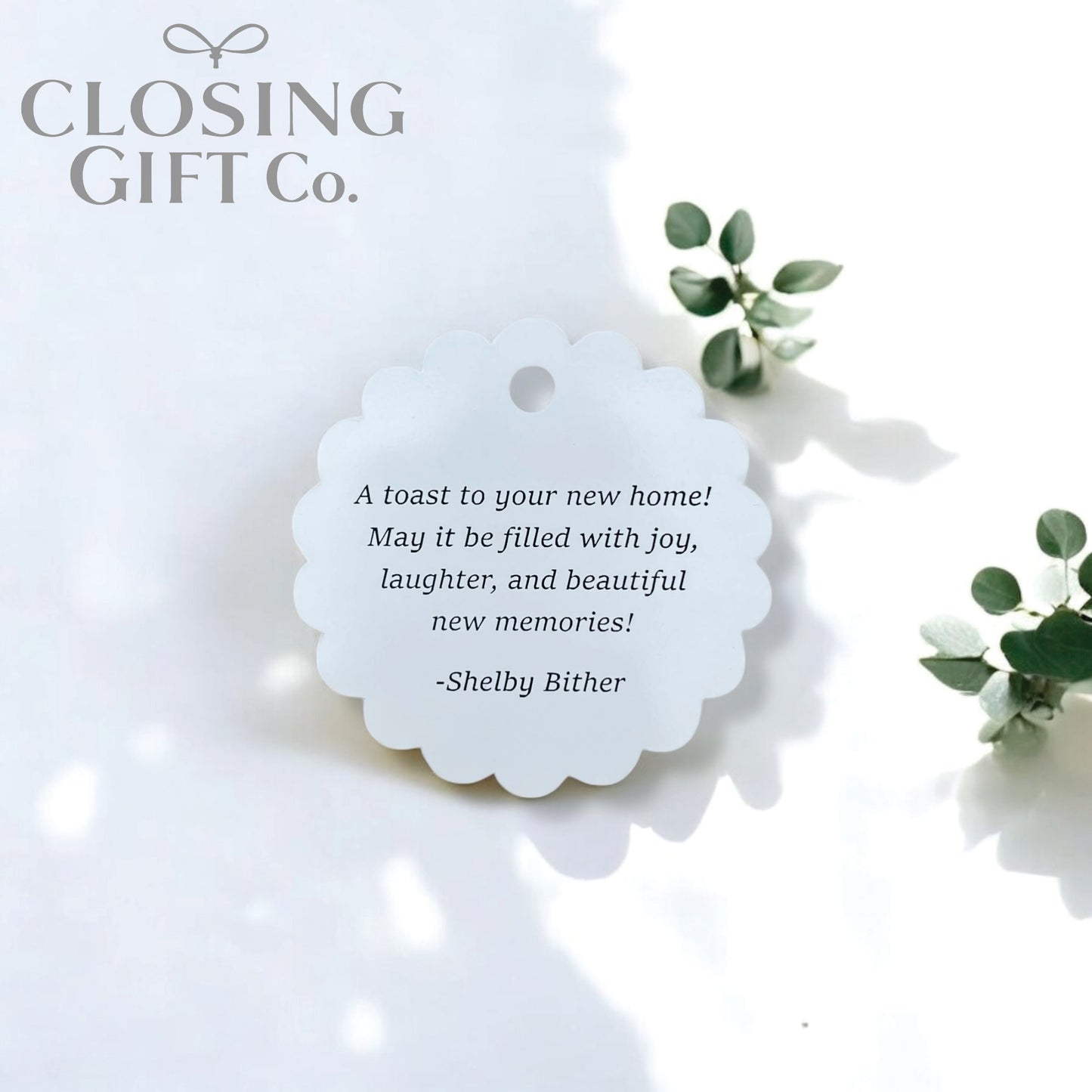 CUSTOM ENGRAVED SCALLOP SHAPE ACRYLIC GIFT TAG