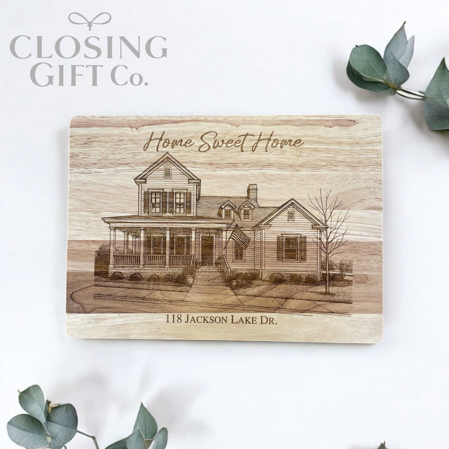 CUSTOM SKETCH OF HOME - ENGRAVED ON CUTTING BOARD