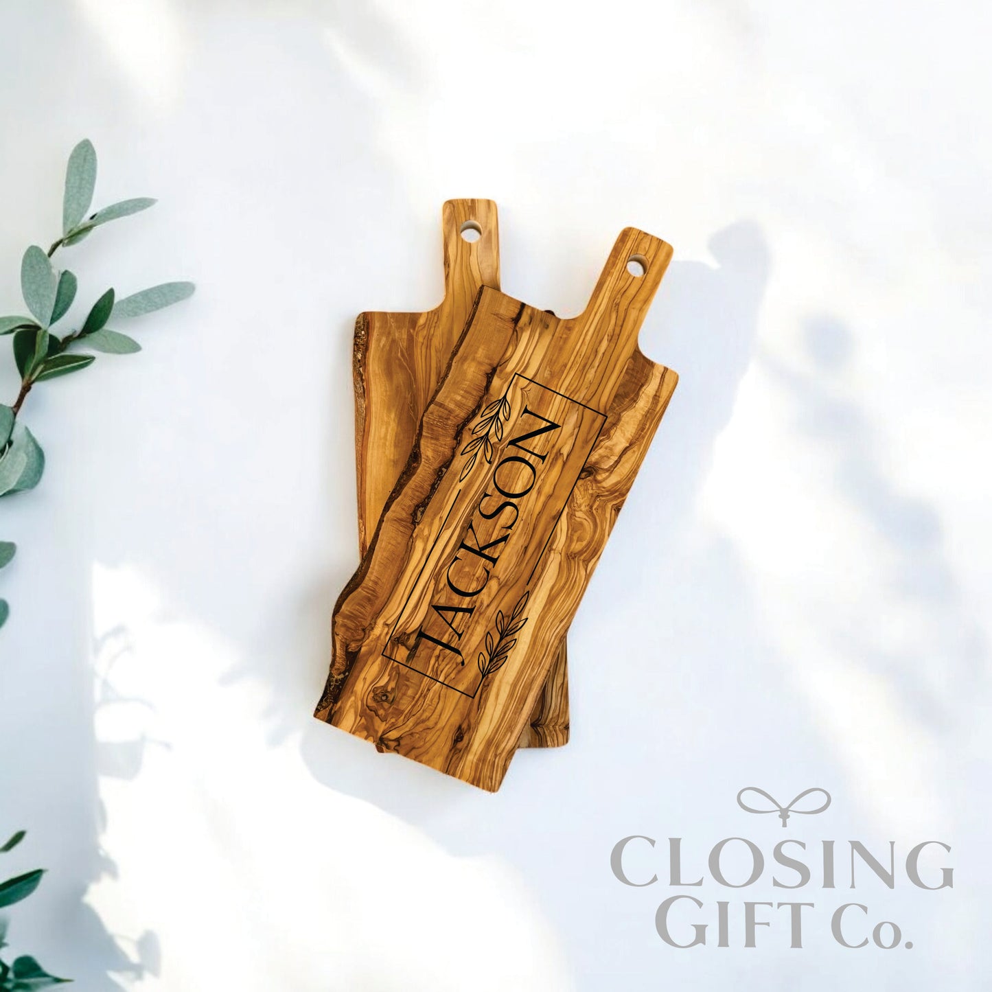 RECTANGLE OLIVE WOOD BUNDLE - BOARD / SPOONS / COASTERS - CUSTOM ENGRAVED