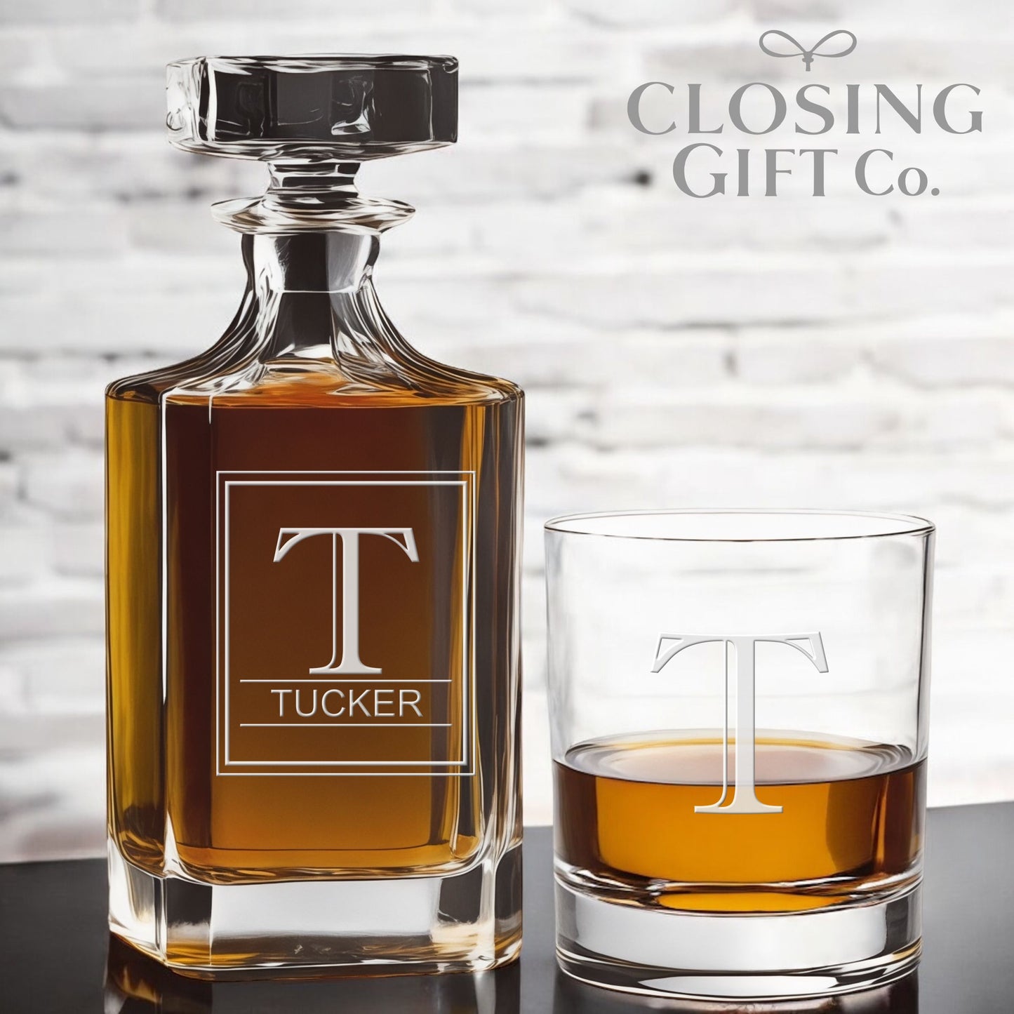 CUSTOM 3 PIECE GLASS DECANTER SET