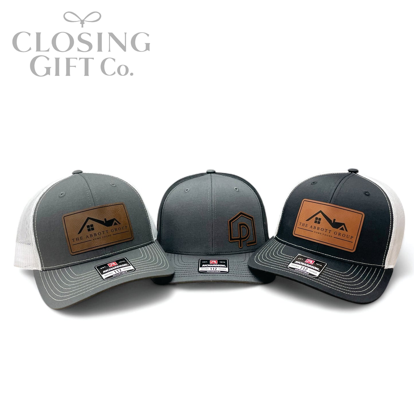 TRUCKER HAT WITH CUSTOM LEATHER PATCH -ENGRAVED WITH YOUR LOGO