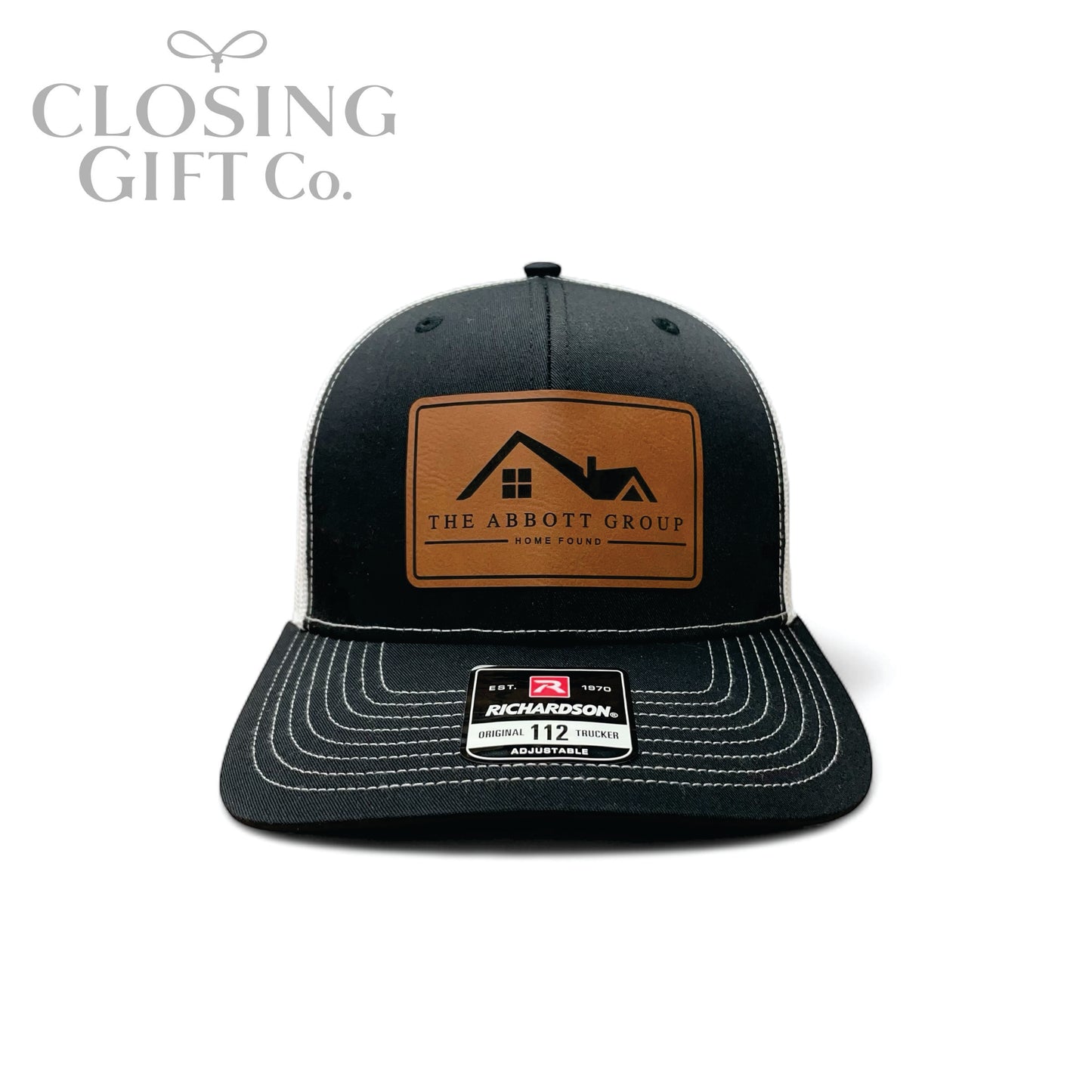 TRUCKER HAT WITH CUSTOM LEATHER PATCH -ENGRAVED WITH YOUR LOGO