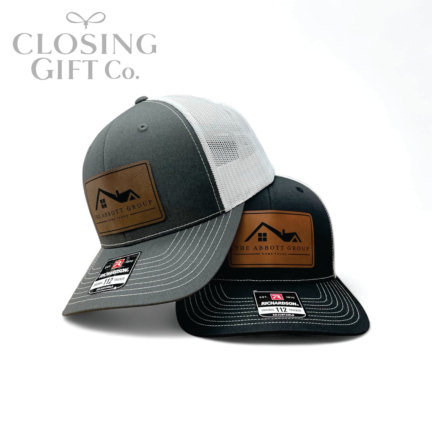 TRUCKER HAT WITH CUSTOM LEATHER PATCH -ENGRAVED WITH YOUR LOGO