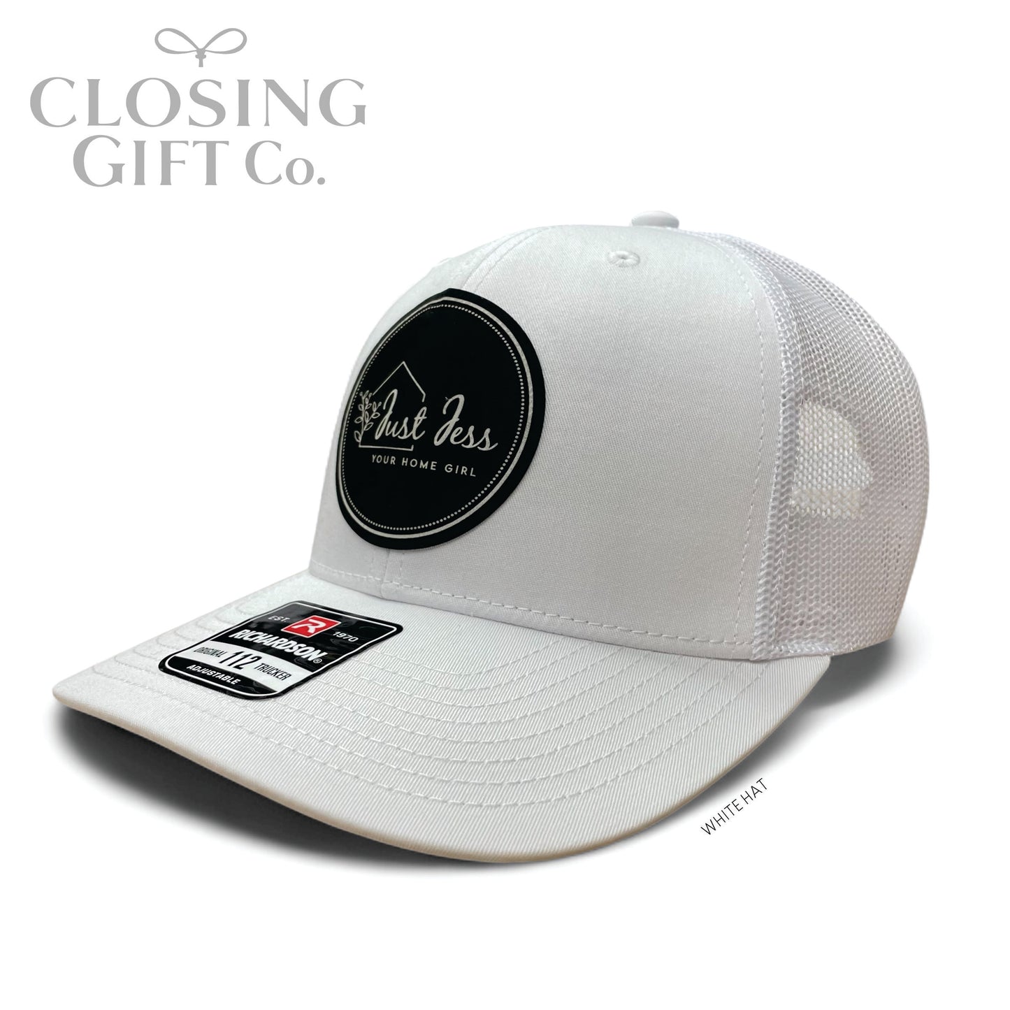 TRUCKER HAT WITH CUSTOM LEATHER PATCH -ENGRAVED WITH YOUR LOGO