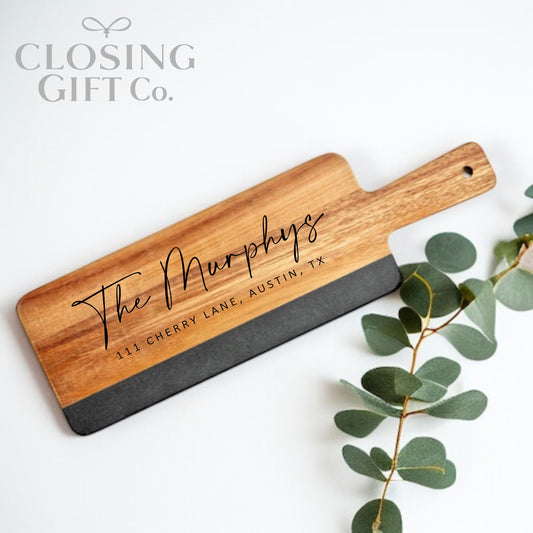 ACACIA WOOD & BLACK MARBLE CUTTING BOARD