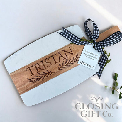 CUSTOM CLOSING GIFT BASKET SET - ACACIA WOOD & MARBLE