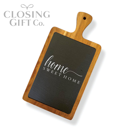 SMALL ACACIA WOOD & SLATE CUTTING BOARD IN BULK - BUY MORE / SAVE MORE!