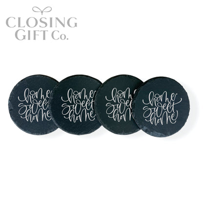 ROUND SLATE COASTER SET IN BULK - BUY MORE / SAVE MORE!