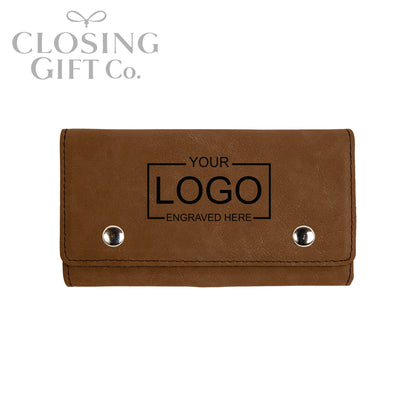 CARD DECK & DICE SET IN CUSTOM ENGRAVED SNAP CASE - ENGRAVED WITH YOUR LOGO