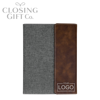 CUSTOM ENGRAVED FOLD-OVER PORTFOLIO WITH NOTEPAD - LARGE