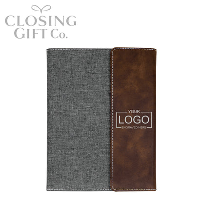 CUSTOM ENGRAVED FOLD-OVER PORTFOLIO WITH NOTEPAD - LARGE
