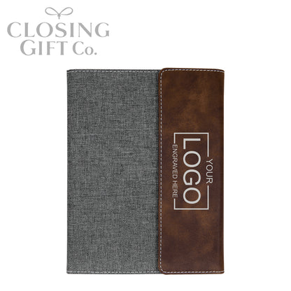 CUSTOM ENGRAVED FOLD-OVER PORTFOLIO WITH NOTEPAD - LARGE