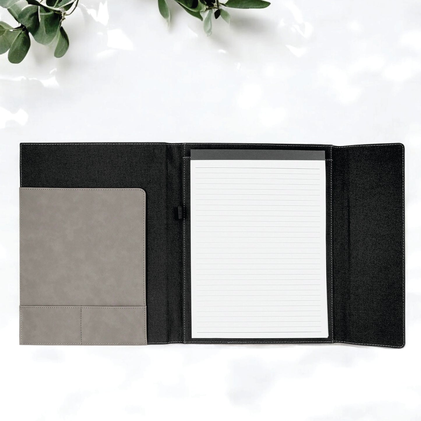 CUSTOM ENGRAVED FOLD-OVER PORTFOLIO WITH NOTEPAD - LARGE