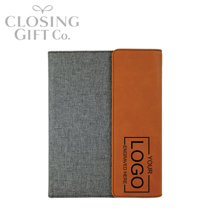 CUSTOM ENGRAVED FOLD-OVER PORTFOLIO WITH NOTEPAD - LARGE
