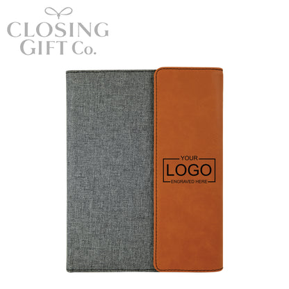 CUSTOM ENGRAVED FOLD-OVER PORTFOLIO WITH NOTEPAD - LARGE