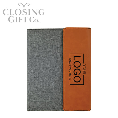 CUSTOM ENGRAVED FOLD-OVER PORTFOLIO WITH NOTEPAD - LARGE