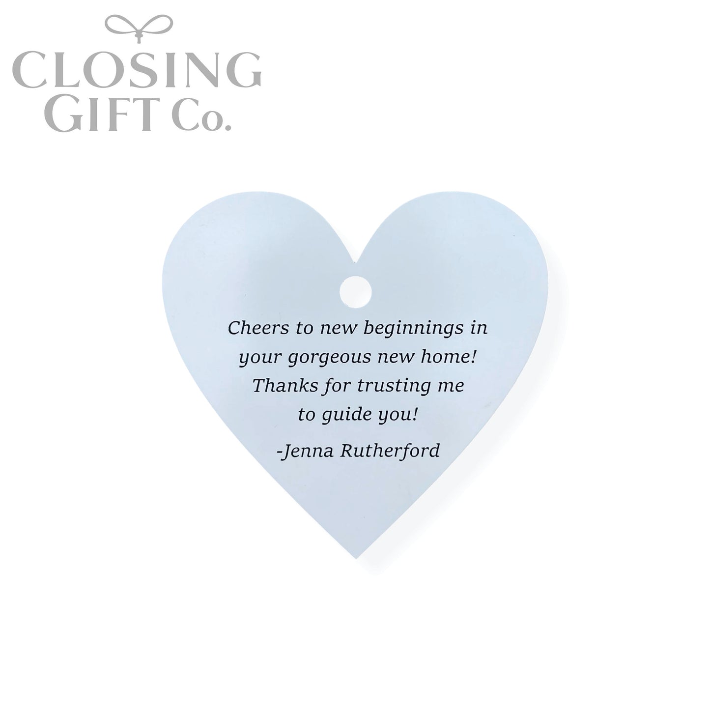 CUSTOM ENGRAVED HEART SHAPE ACRYLIC GIFT TAG