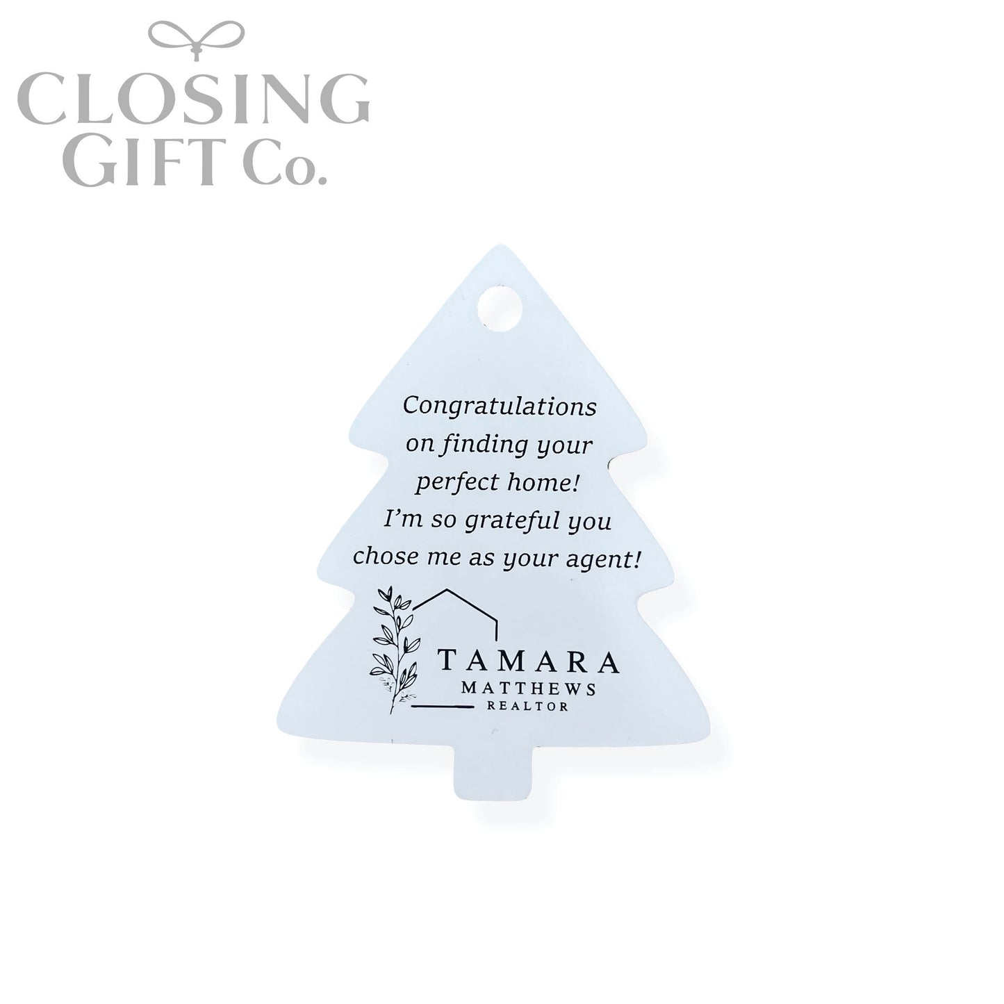 CUSTOM ENRAVED CHRISTMAS TREE SHAPE ACRYLIC GIFT TAG