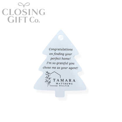 CUSTOM ENRAVED CHRISTMAS TREE SHAPE ACRYLIC GIFT TAG