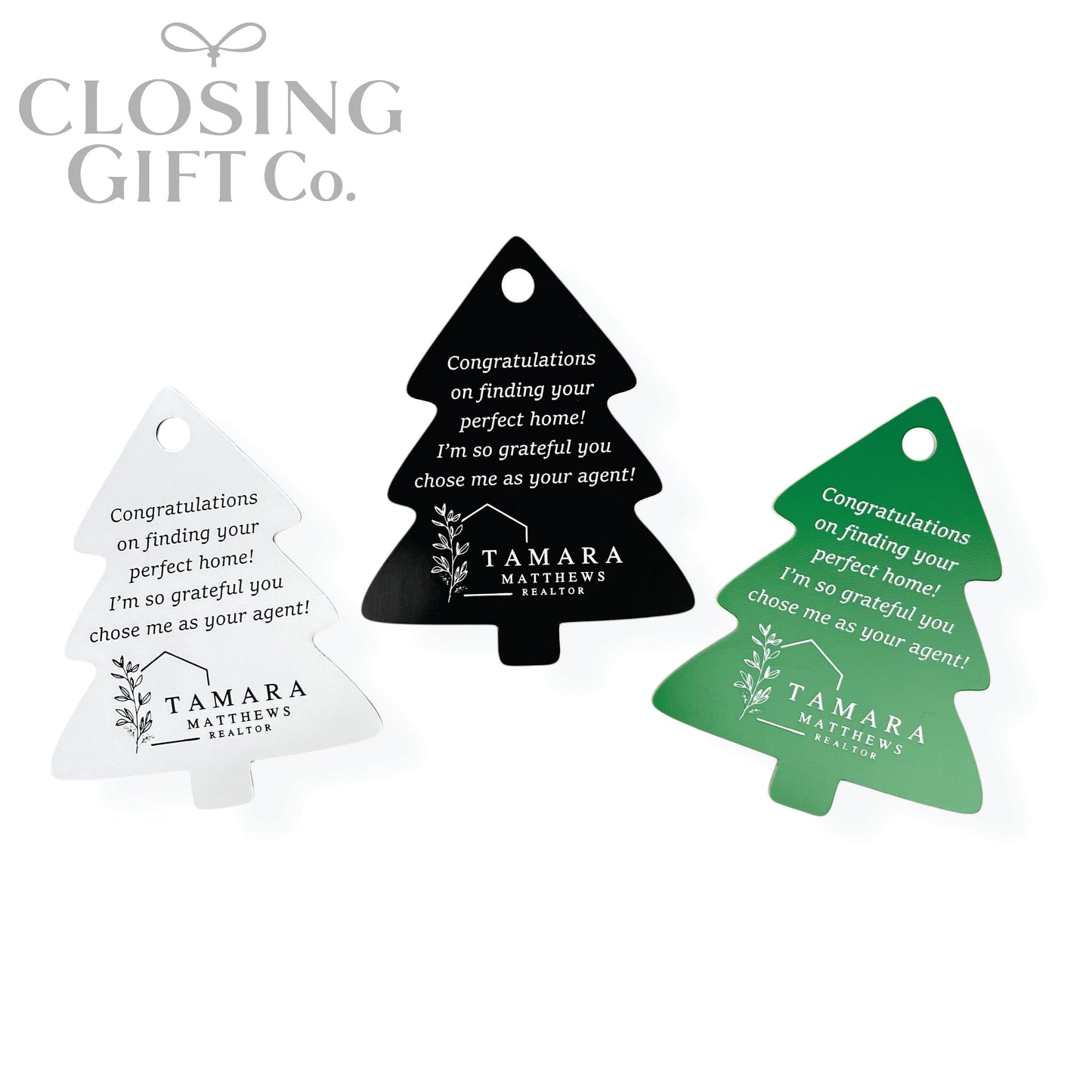 CUSTOM ENRAVED CHRISTMAS TREE SHAPE ACRYLIC GIFT TAG