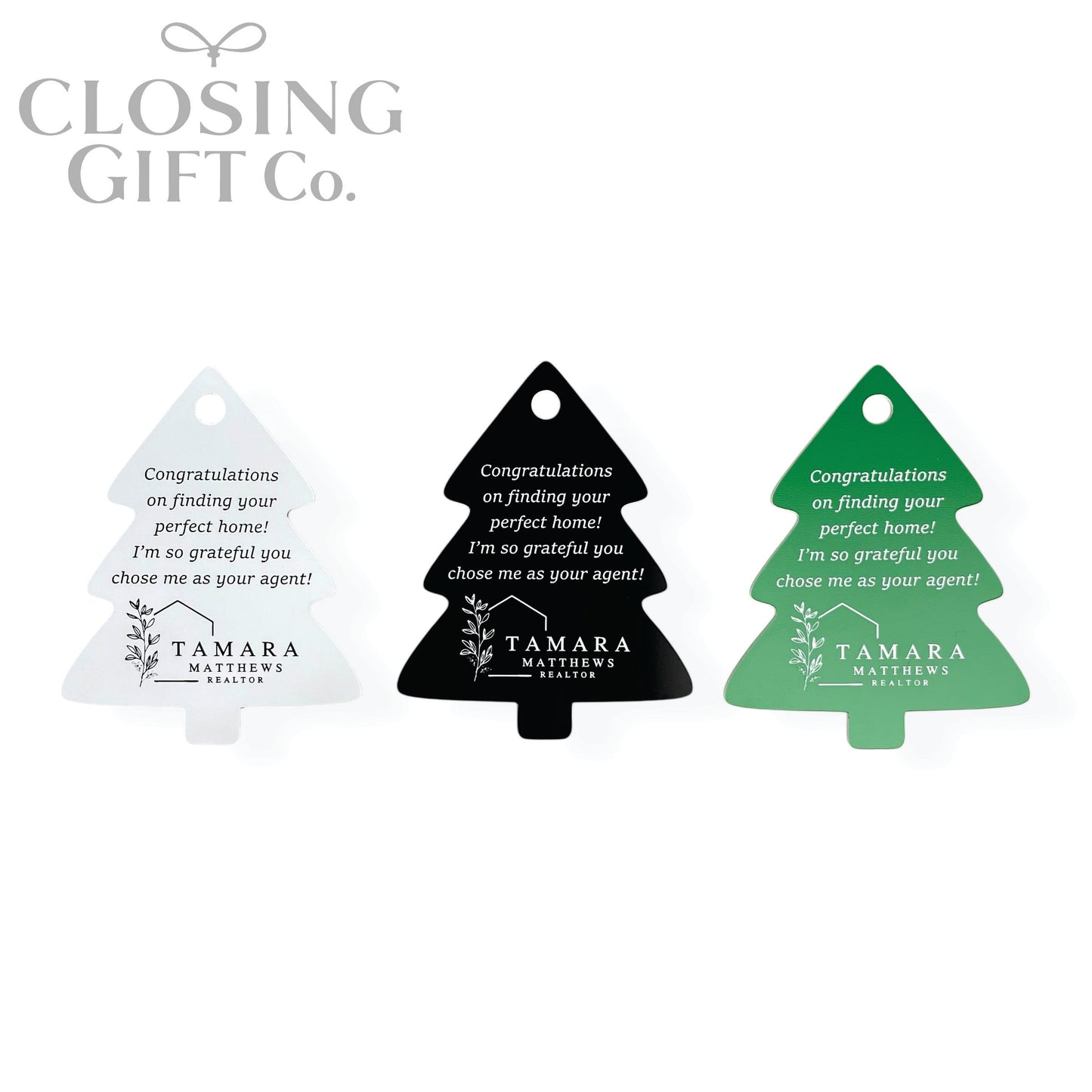 CUSTOM ENRAVED CHRISTMAS TREE SHAPE ACRYLIC GIFT TAG