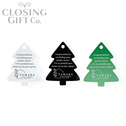 CUSTOM ENRAVED CHRISTMAS TREE SHAPE ACRYLIC GIFT TAG