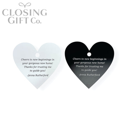 CUSTOM ENGRAVED HEART SHAPE ACRYLIC GIFT TAG
