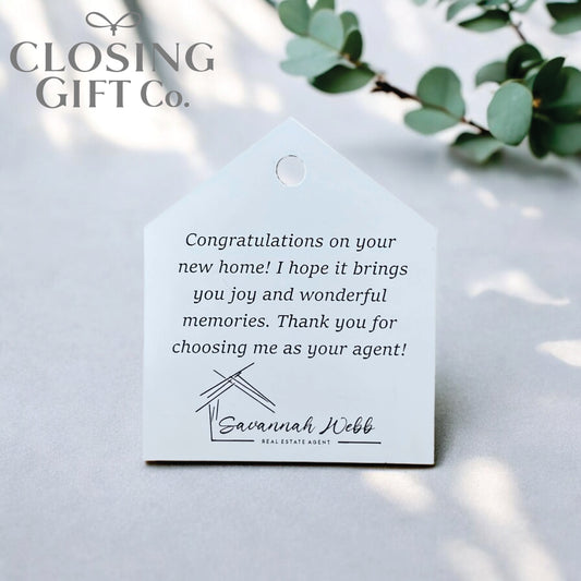 CUSTOM ENGRAVED HOME / HOUSE SHAPE ACRYLIC GIFT TAG