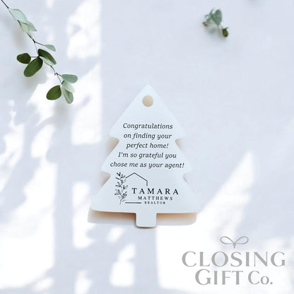 CUSTOM ENRAVED CHRISTMAS TREE SHAPE ACRYLIC GIFT TAG