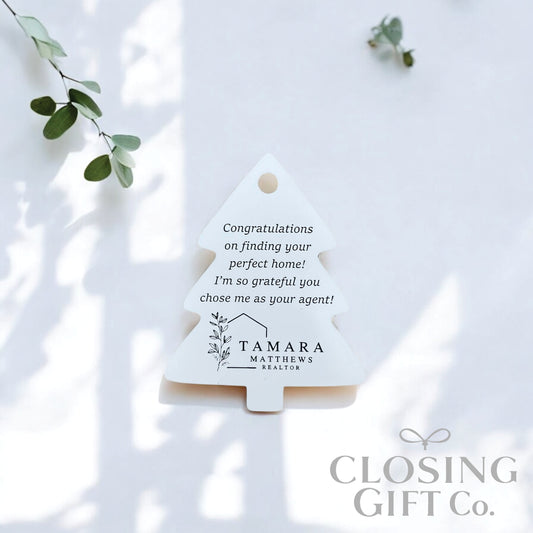 CUSTOM ENRAVED CHRISTMAS TREE SHAPE ACRYLIC GIFT TAG