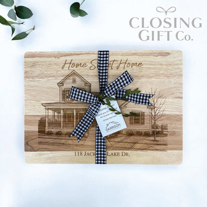 CUSTOM SKETCH OF HOME - ENGRAVED ON CUTTING BOARD