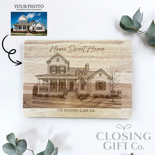 CUSTOM SKETCH OF HOME - ENGRAVED ON CUTTING BOARD