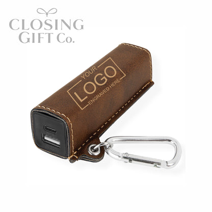 LEATHERETTE POWER BANK WITH USB-C CORD
