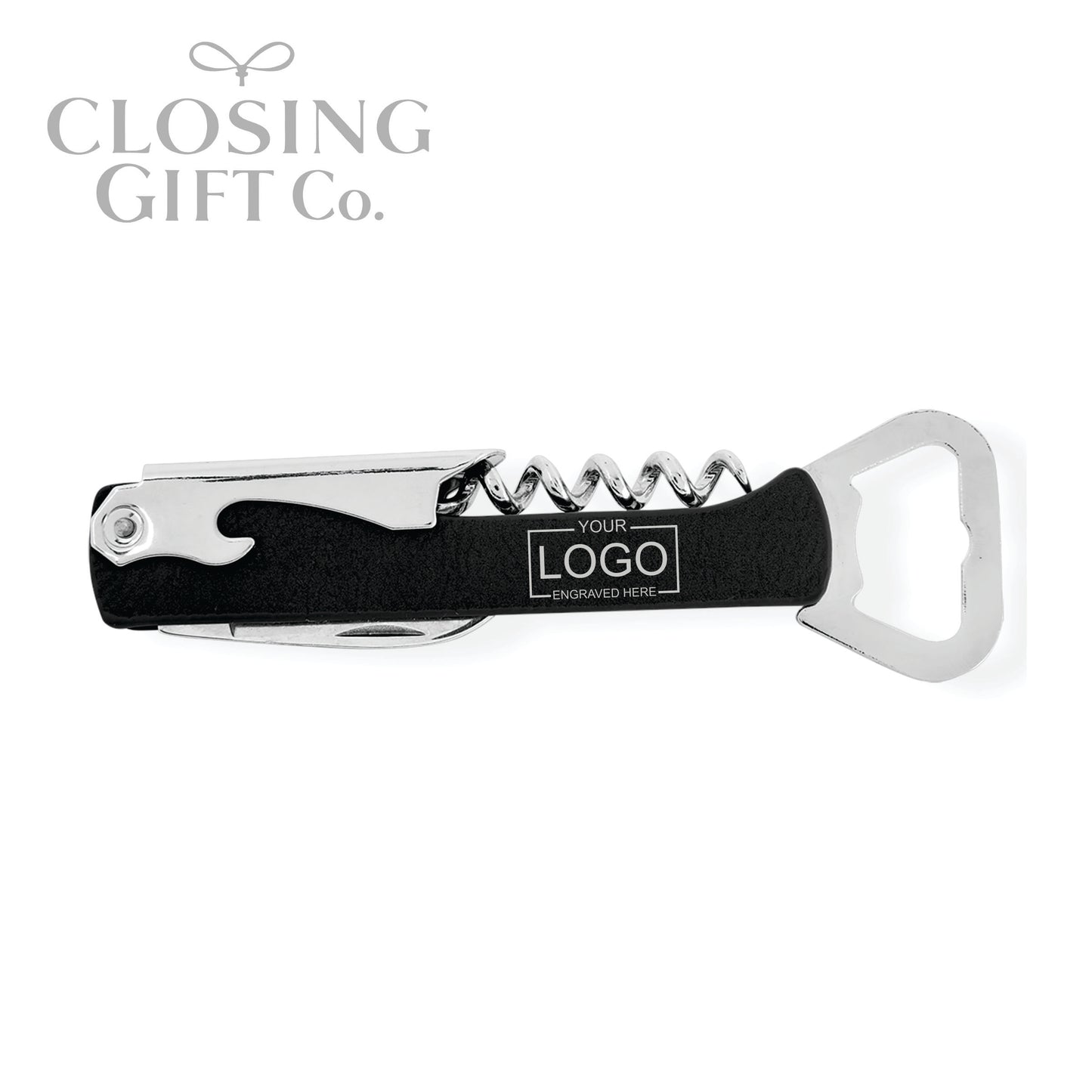 LEATHERETTE MULTI TOOL CORKSCREW WINE & BOTTLE OPENER