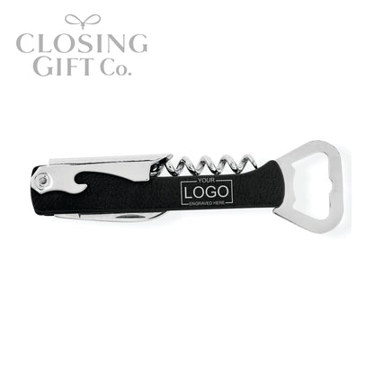 LEATHERETTE MULTI TOOL CORKSCREW WINE & BOTTLE OPENER